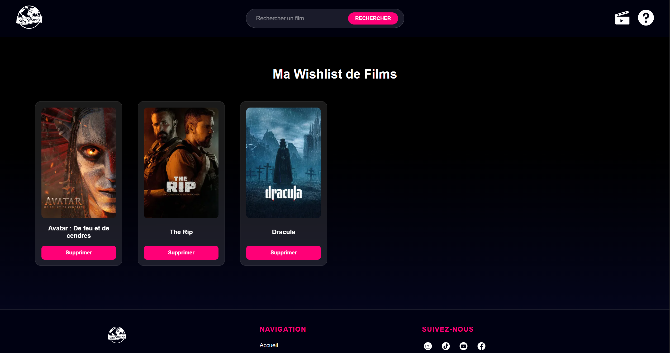My Mooviz - Page Wishlist
